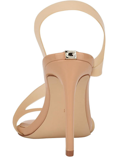 GUESS Womens Beige Translucent Asymmetrical Padded Ferry Round Toe Stiletto Slip On Dress Slingback Sandal 11 M