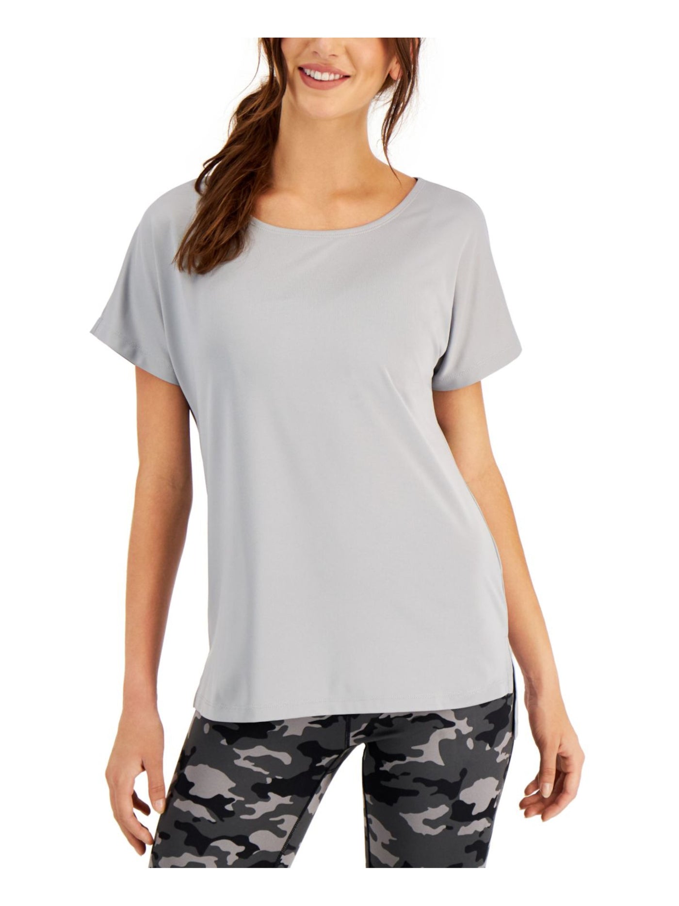 IDEOLOGY Womens Gray Short Sleeve Crew Neck T-Shirt L
