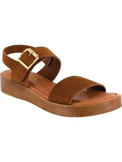 BELLA VITA Womens Brown 0.5" Platform Adjustable Padded Comfort Tay-italy Round Toe Wedge Buckle Leather Slingback Sandal 6.5 M