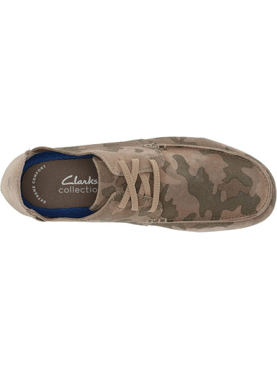 CLARKS COLLECTION Mens Beige Camouflage Breathable Removable Insole Shacrelite Round Toe Lace-Up Leather Sneakers Shoes 10 M