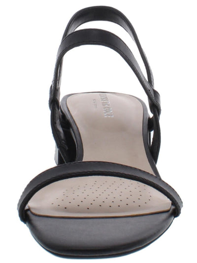KENNETH COLE Womens Black Comfort Maisie Square Toe Block Heel Slip On Leather Slingback Sandal 9.5 M