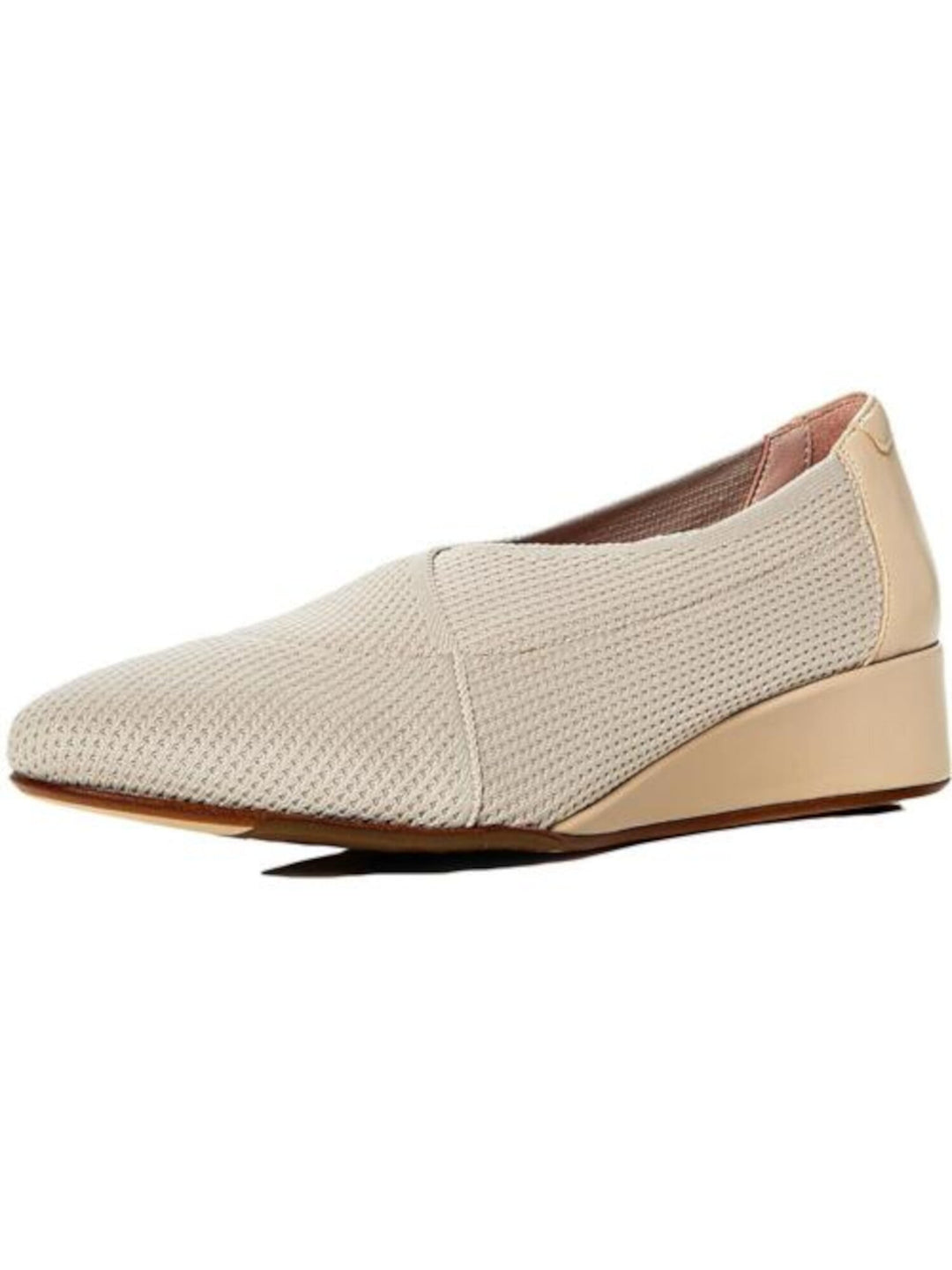 TARYN ROSE COLLECTION Womens Beige Knit Stretch Celeste Round Toe Wedge Slip On Pumps Shoes M