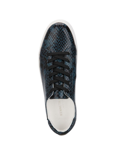 KAS NEW YORK Womens Blue Snakeskin Metallic Heel Stripe Comfort Kam Round Toe Platform Lace-Up Athletic Sneakers Shoes 6