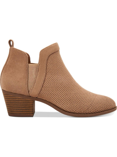 STYLE & COMPANY Womens Beige Stretch Gore Perforated Padded Myrrah Almond Toe Block Heel Booties W