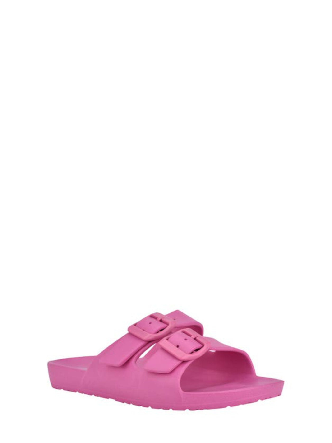 NINE WEST Womens Pink Buckle Accent Water Resistant Splash Round Toe Wedge Slip On Slide Sandals Shoes 9 M