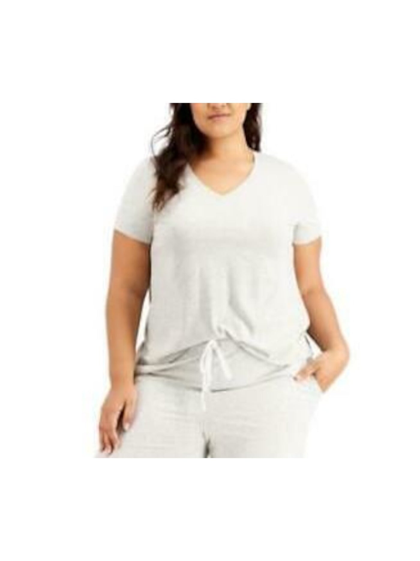CHARTER CLUB Intimates Gray Knit Side Vent Hem Pull Over Style Sleep Shirt Pajama Top Plus 1X