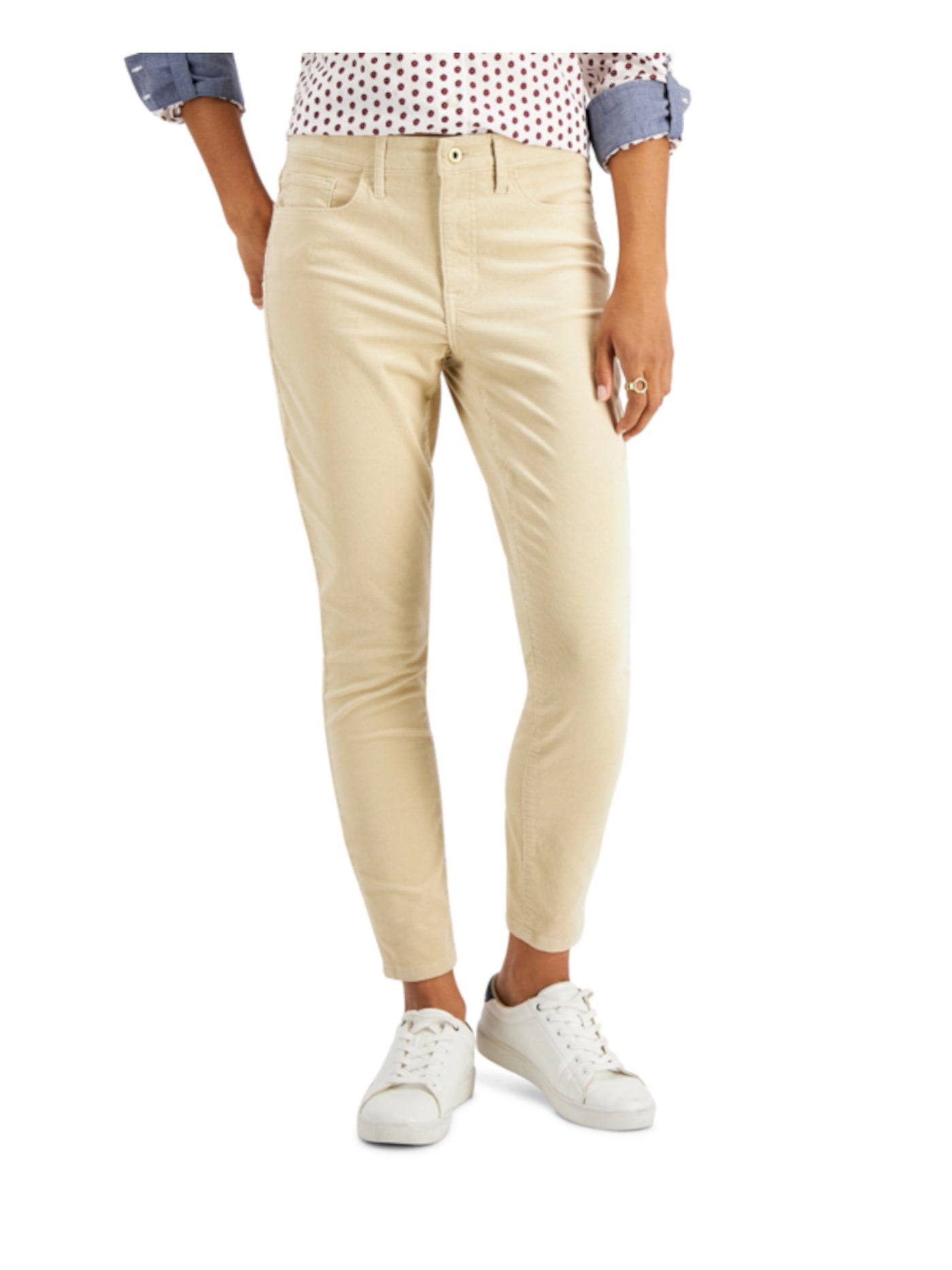 TOMMY HILFIGER Womens Beige Zippered Pocketed Slimming Panel Ankle Length Skinny Pants 2