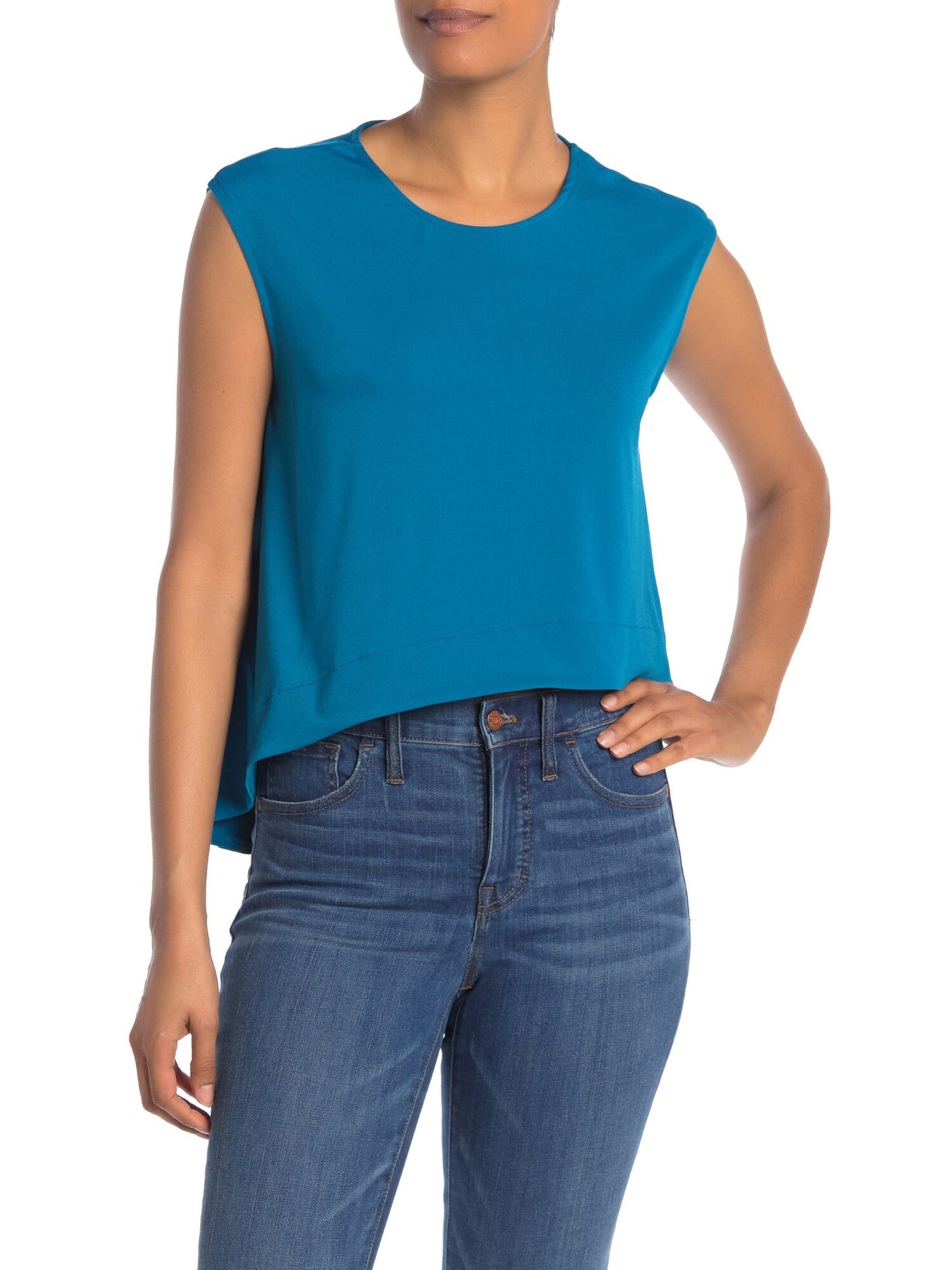 RACHEL ROY Womens Blue Cap Sleeve Crew Neck Crop Top XXL