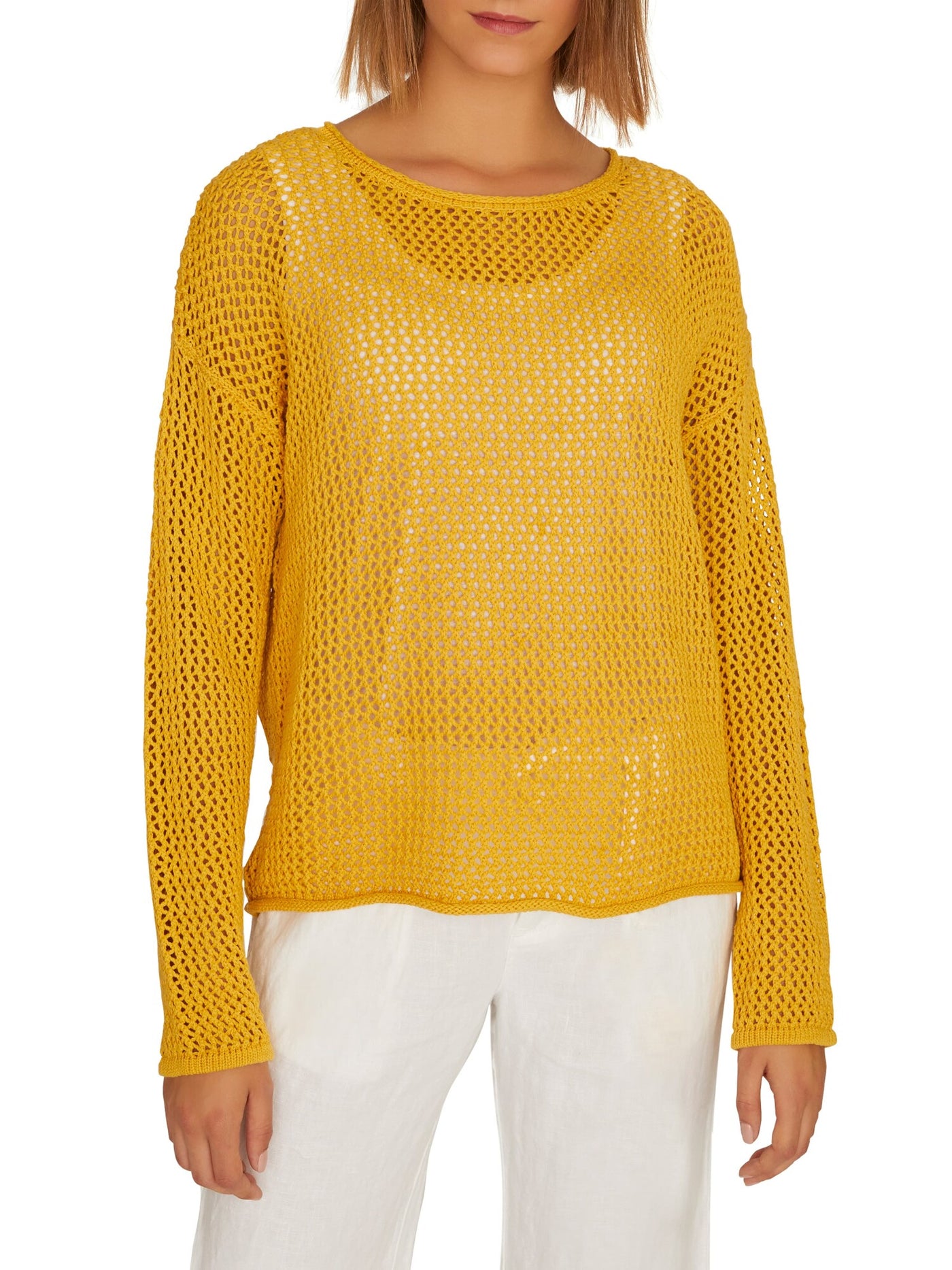 SANCTUARY Womens Gold Long Sleeve Crew Neck Sweater XS
