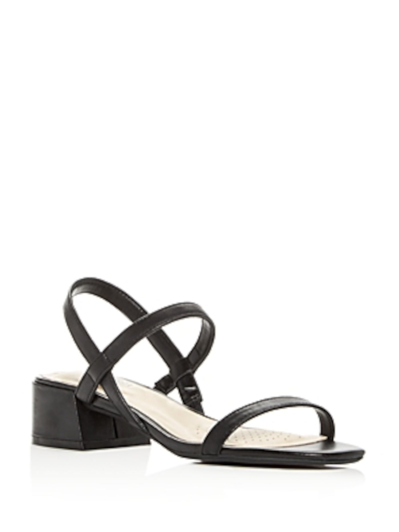KENNETH COLE Womens Black Cushioned Maisie Open Toe Block Heel Slip On Leather Dress Sandals 8.5 M