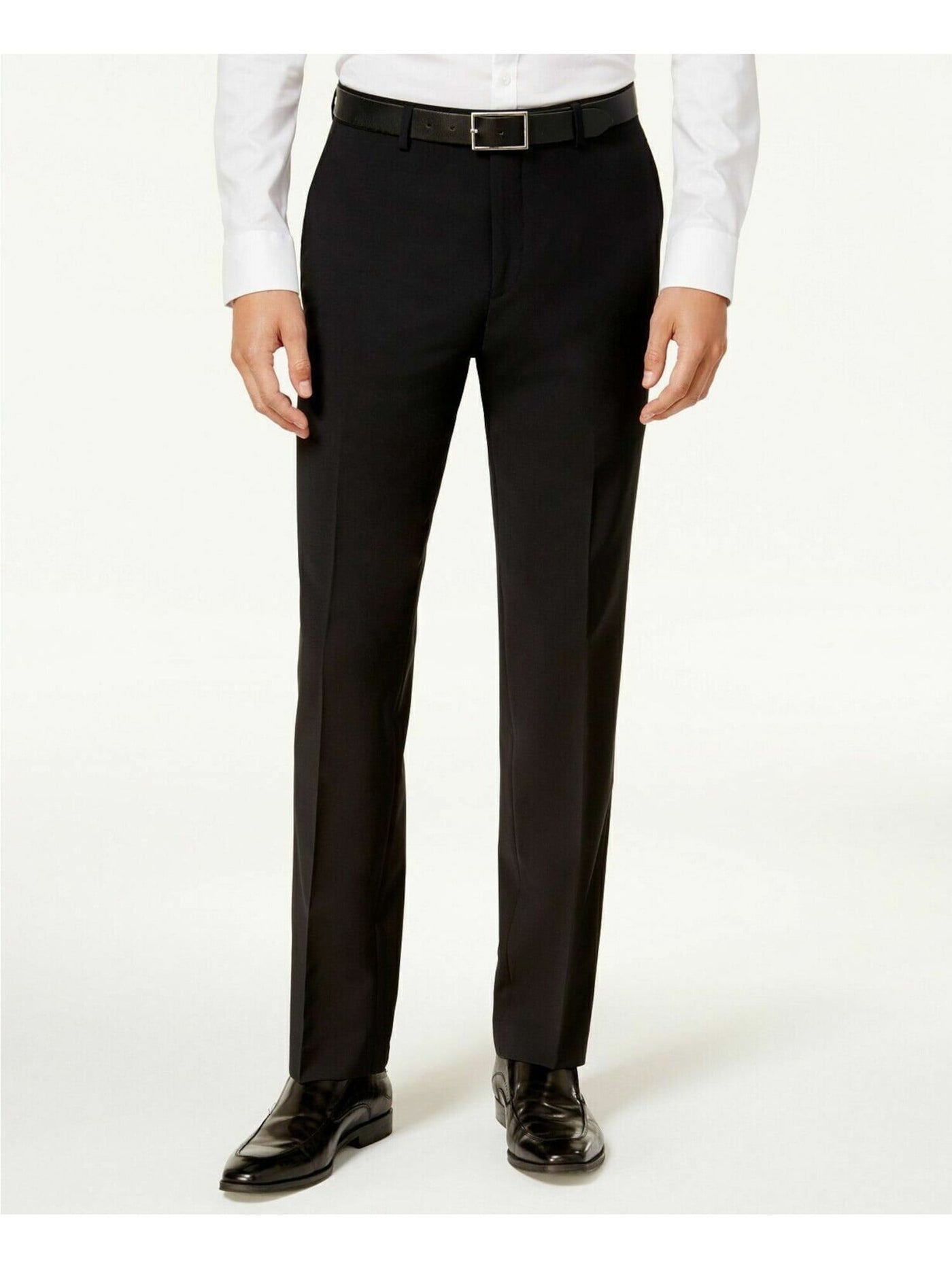 BAR III Mens Black Flat Front, Tapered, Slim Fit Performance Stretch Suit Separate Pants 36X34