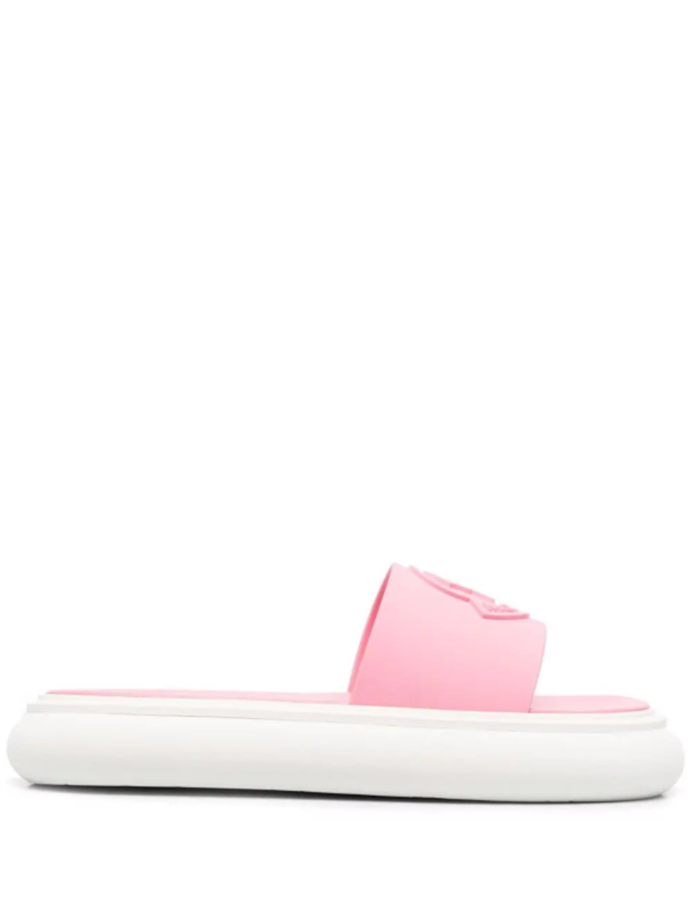 MONCLER Womens Pink Logo Slyder Round Toe Platform Slip On Slide Sandals 39