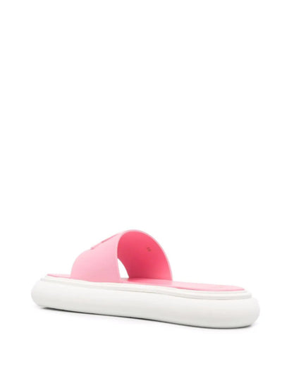 MONCLER Womens Pink Logo Slyder Round Toe Platform Slip On Slide Sandals 41