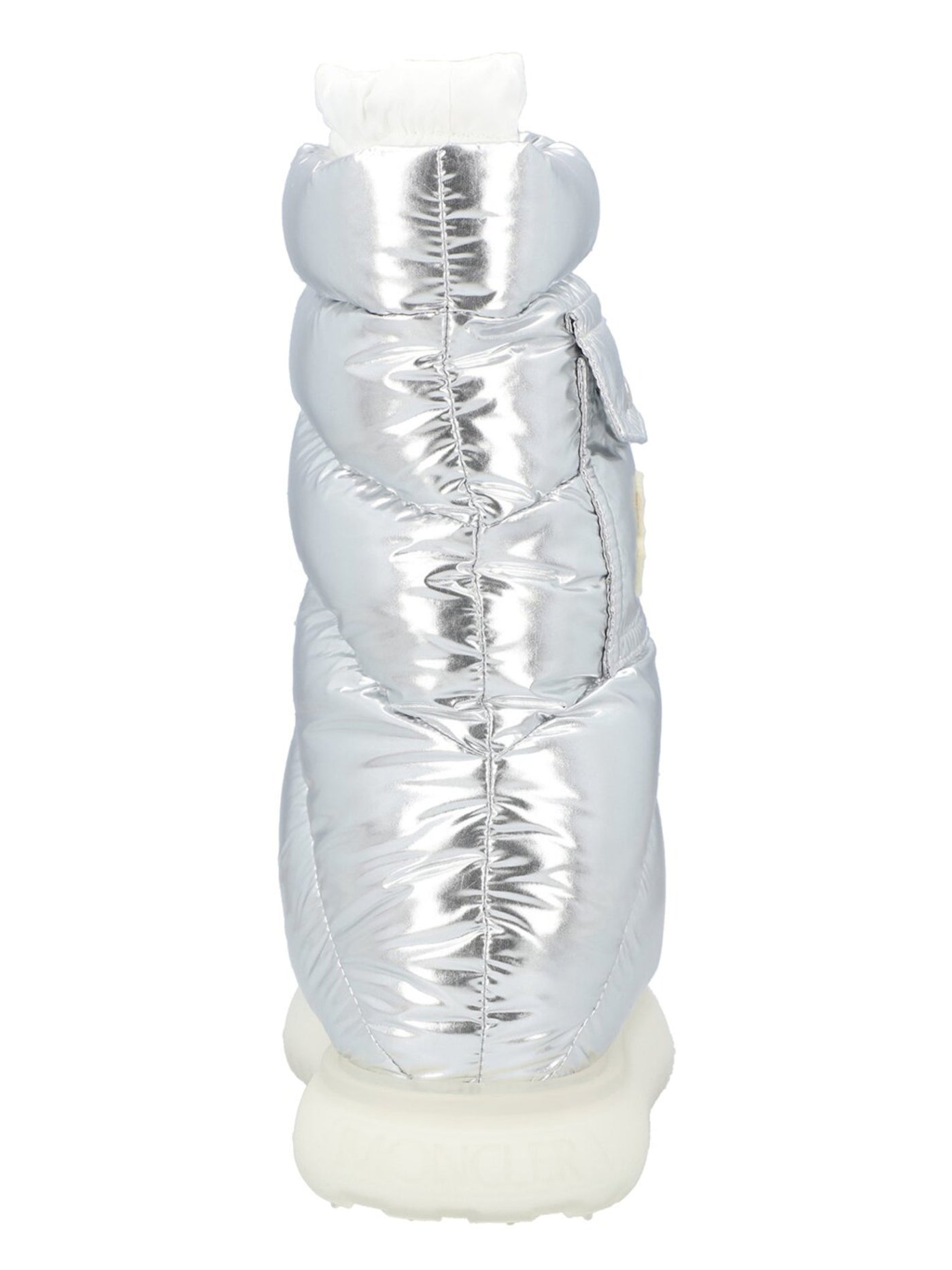 MONCLER Womens Silver Snap Pocket Logo Patch Quilted Padded Gaia Round Toe Platform Winter Boots 37