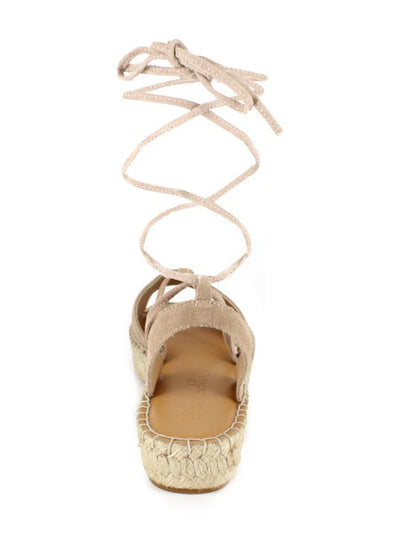 SPLENDID Womens Beige Strappy Padded Meredith Round Toe Platform Lace-Up Leather Espadrille Shoes 6.5 M