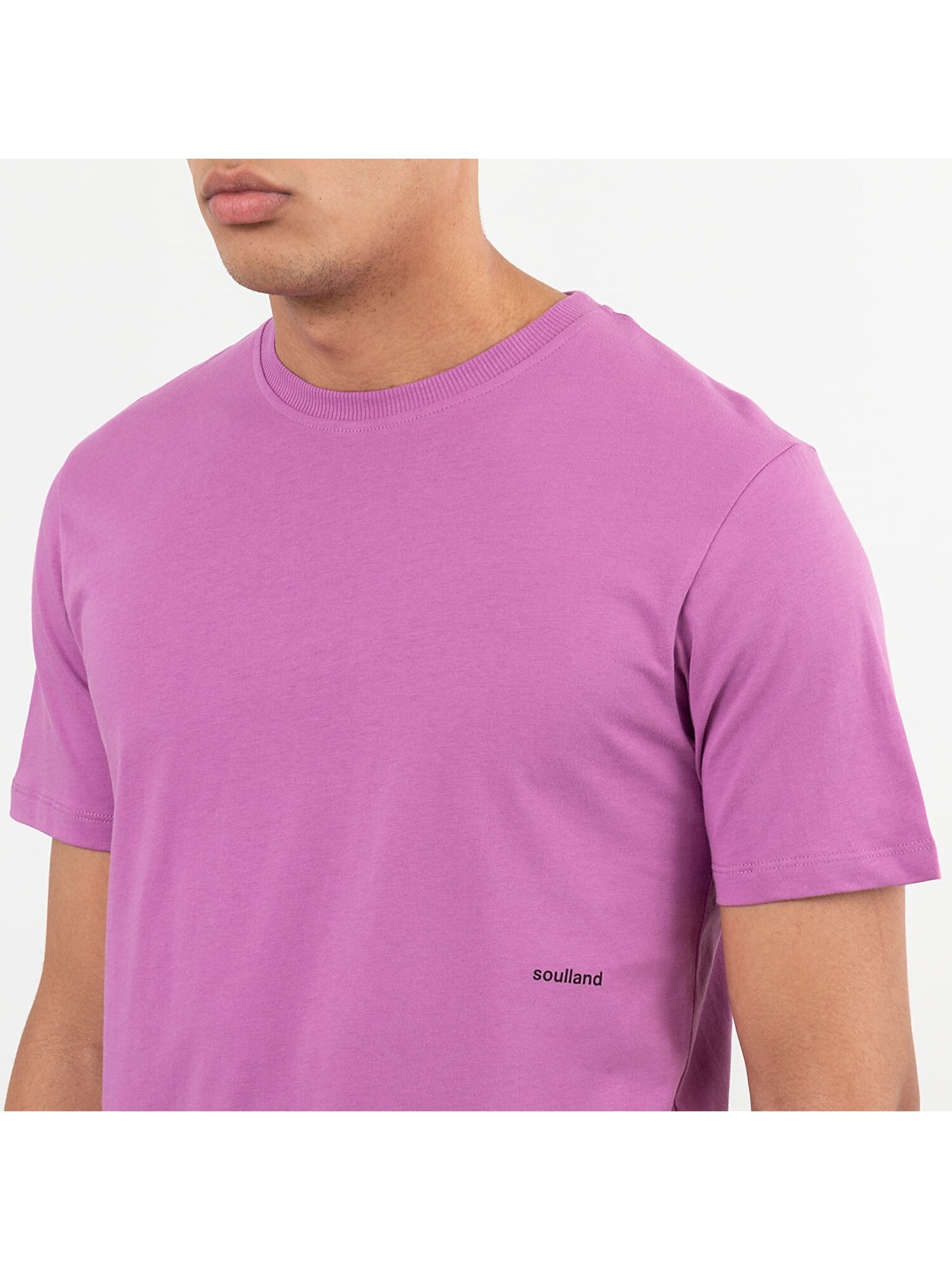 SOULLAND Mens Purple Short Sleeve Classic Fit T-Shirt L