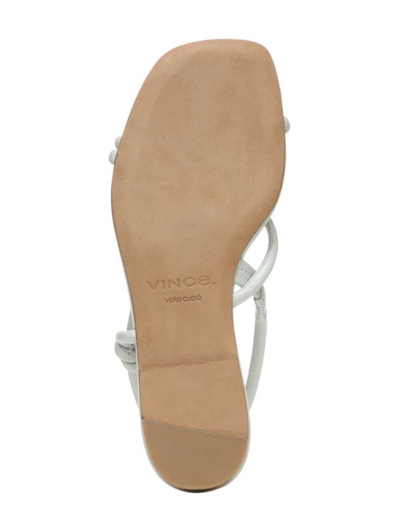 VINCE. Womens Ivory Knotted Straps Cushioned Ankle Strap Doyle Square Toe Block Heel Slip On Leather Sandals Shoes M