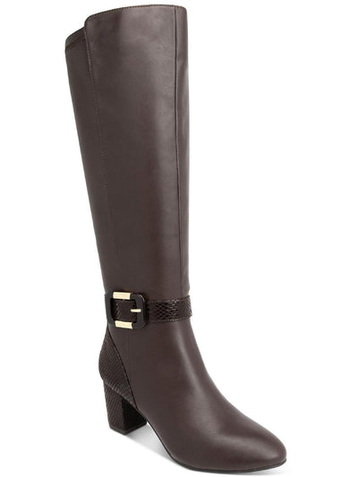 KAREN SCOTT Womens Brown Cushioned Isabell Almond Toe Block Heel Zip-Up Heeled Boots 9.5 M