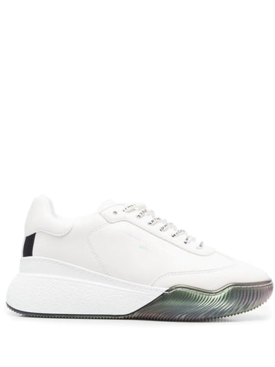 STELLAMCCARTNEY Womens White Iridescent Removable Insole Logo Loop Round Toe Wedge Lace-Up Athletic Sneakers Shoes 41