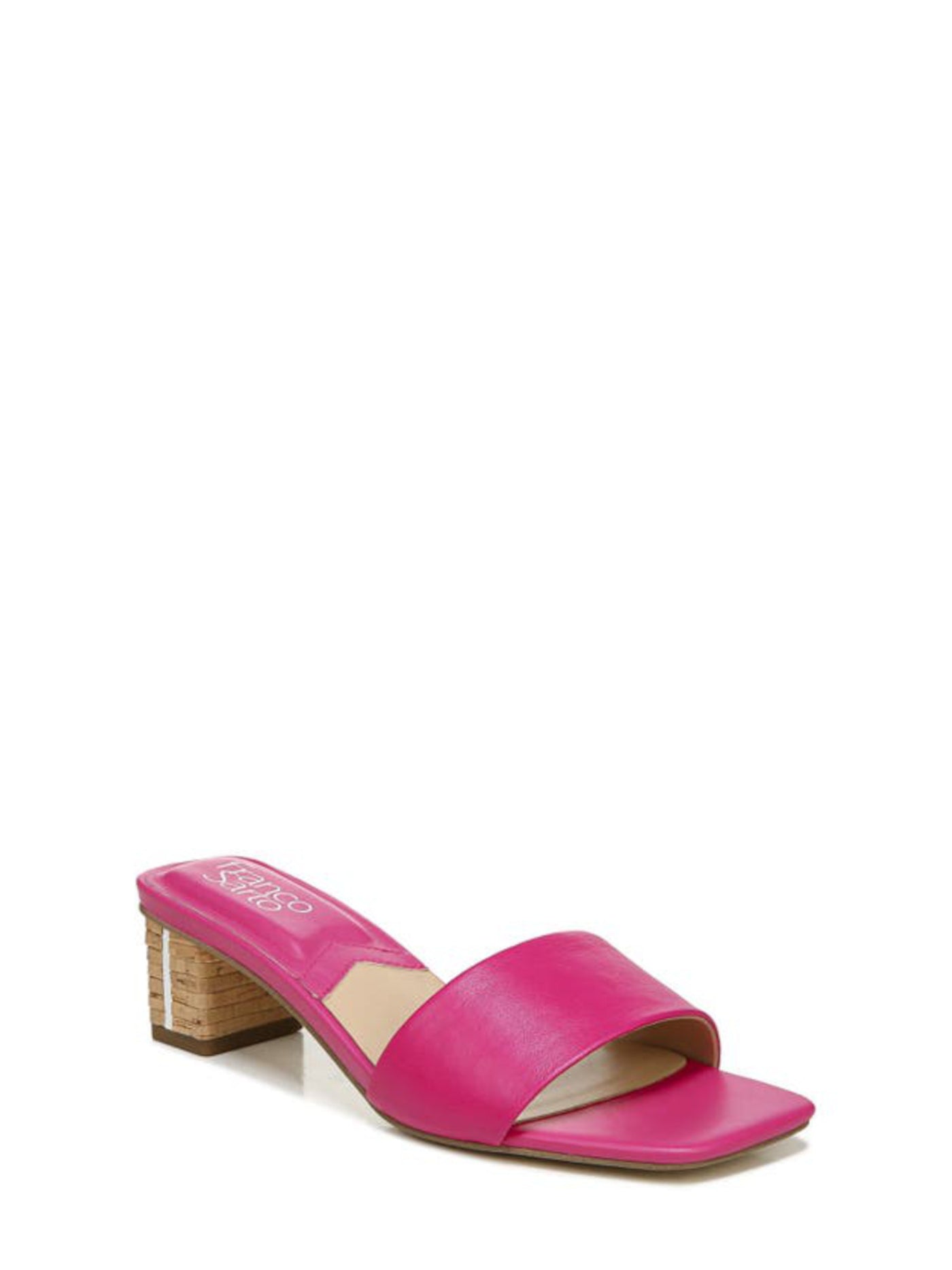 FRANCO SARTO Womens Pink Padded Cruella Open Toe Block Heel Slip On Leather Slide Sandals 10 M