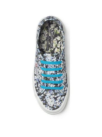 SUPERGA Womens Blue Floral Design Limited Edition Eyelet Mary Katrantzou Almond Toe Lace-Up Athletic Training Shoes