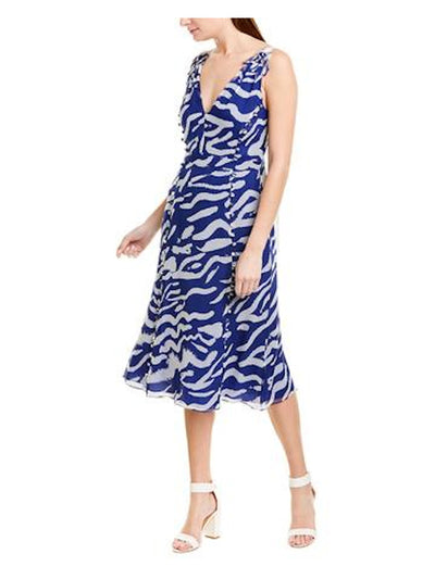 Prabal Gurung Womens Blue Sleeveless Midi Sheath Party Dress 0