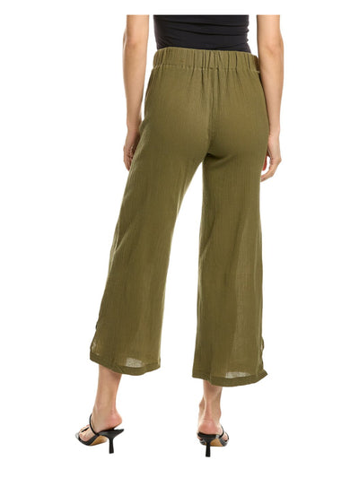 NYDJ Womens Green Textured Pocketed Wide Leg Slit Hems Wear To Work High Waist Pants 16