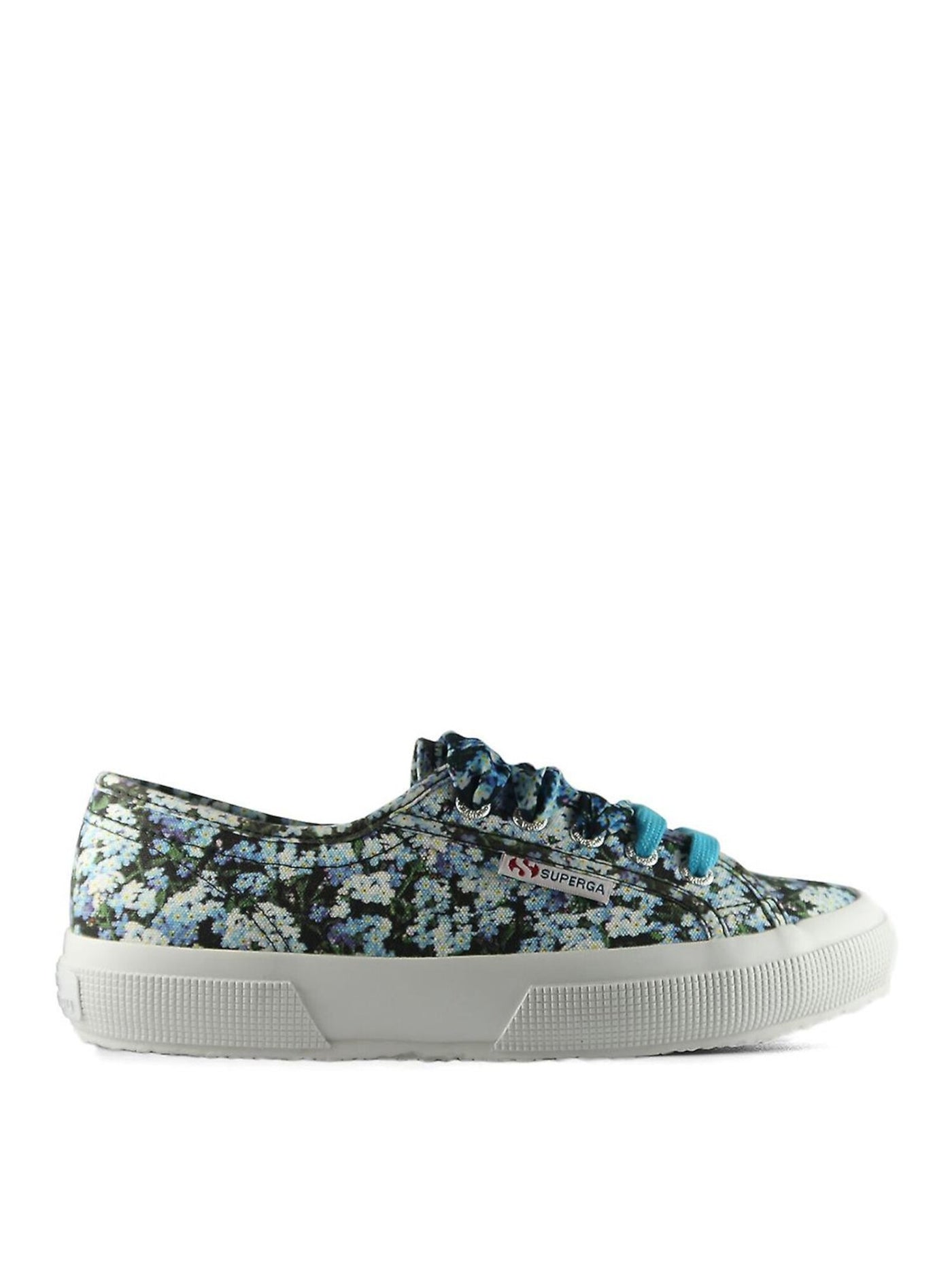 SUPERGA Womens Blue Floral Design Limited Edition Eyelet Mary Katrantzou Almond Toe Lace-Up Athletic Training Shoes 9.5