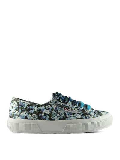 SUPERGA Womens Blue Floral Design Limited Edition Eyelet Mary Katrantzou Almond Toe Lace-Up Athletic Training Shoes 9.5