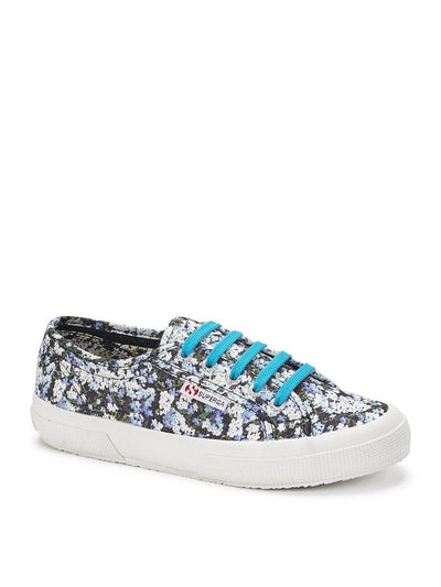 SUPERGA Womens Blue Floral Design Limited Edition Eyelet Mary Katrantzou Almond Toe Lace-Up Athletic Training Shoes 9.5