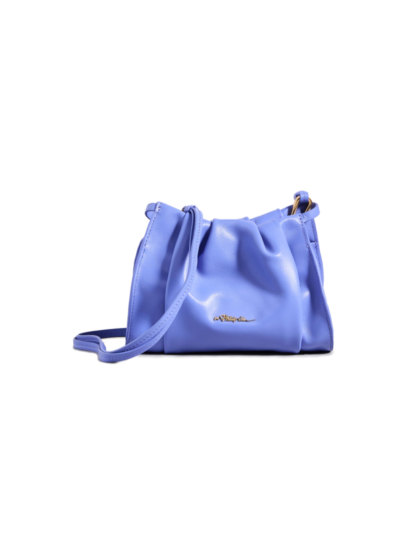 PHILLIP LIN Women's Blue Ruched Solid Single Strap Crossbody Handbag Purse