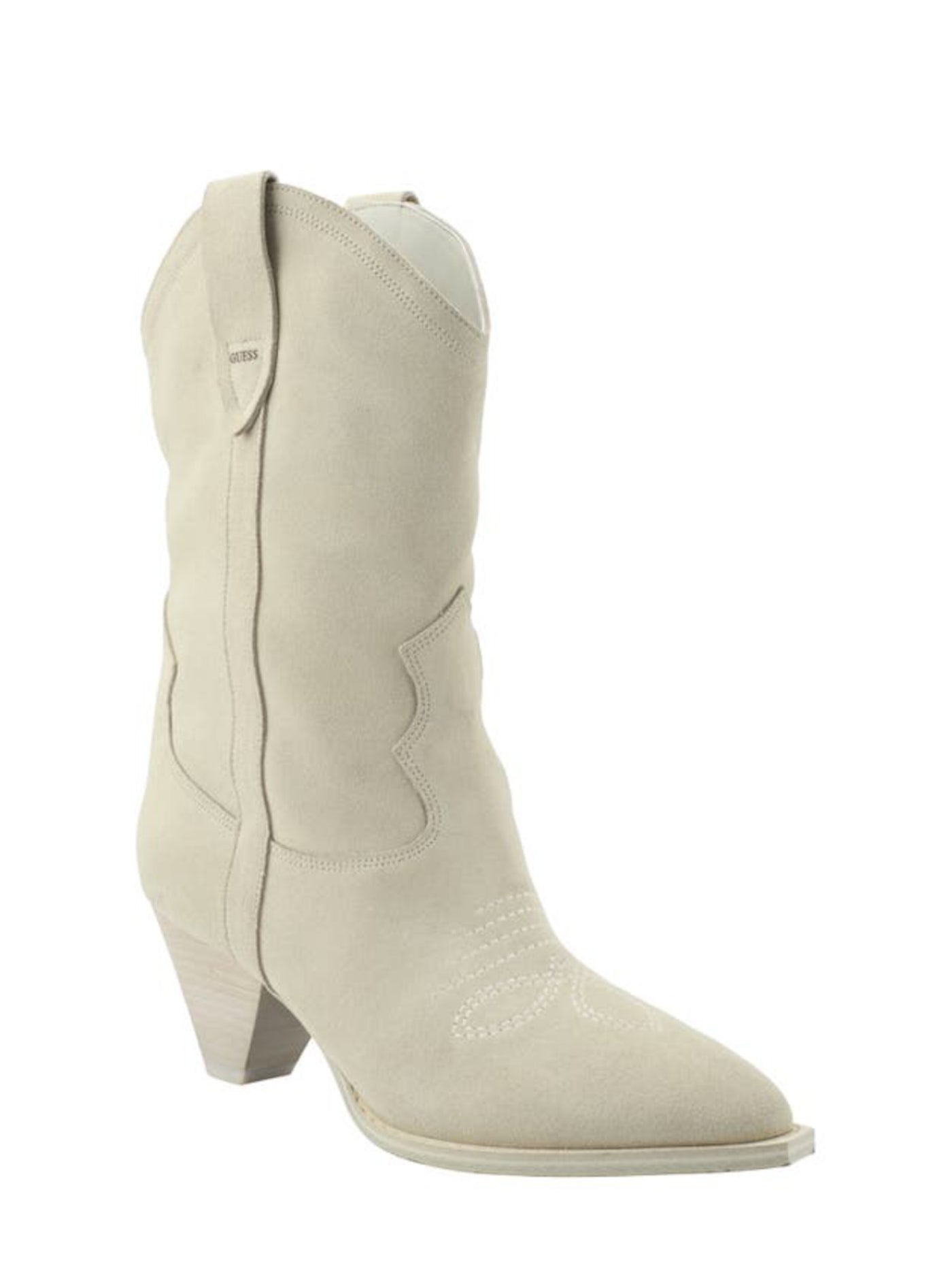 GUESS Womens Ivory Padded Odilia Round Toe Cone Heel Leather Western Boot 7 M