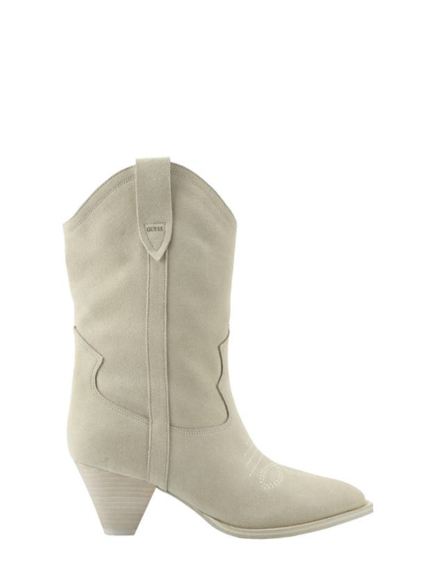 GUESS Womens Ivory Padded Odilia Round Toe Cone Heel Leather Western Boot 7 M