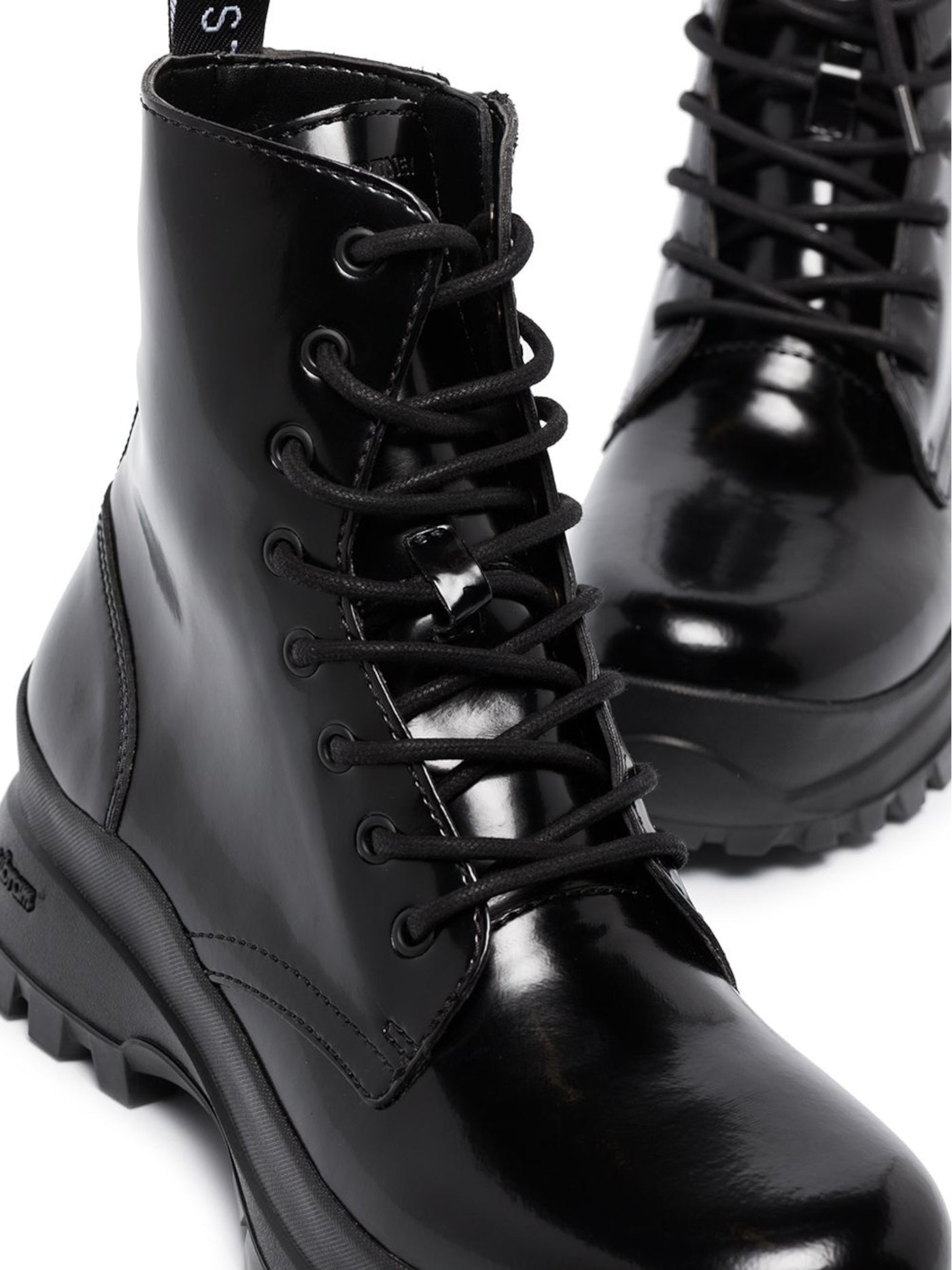 STELLAMCCARTNEY Womens Black 1-1/2" Platform Logo Lace-Up Trace Round Toe Block Heel Zip-Up Leather Combat Boots 37