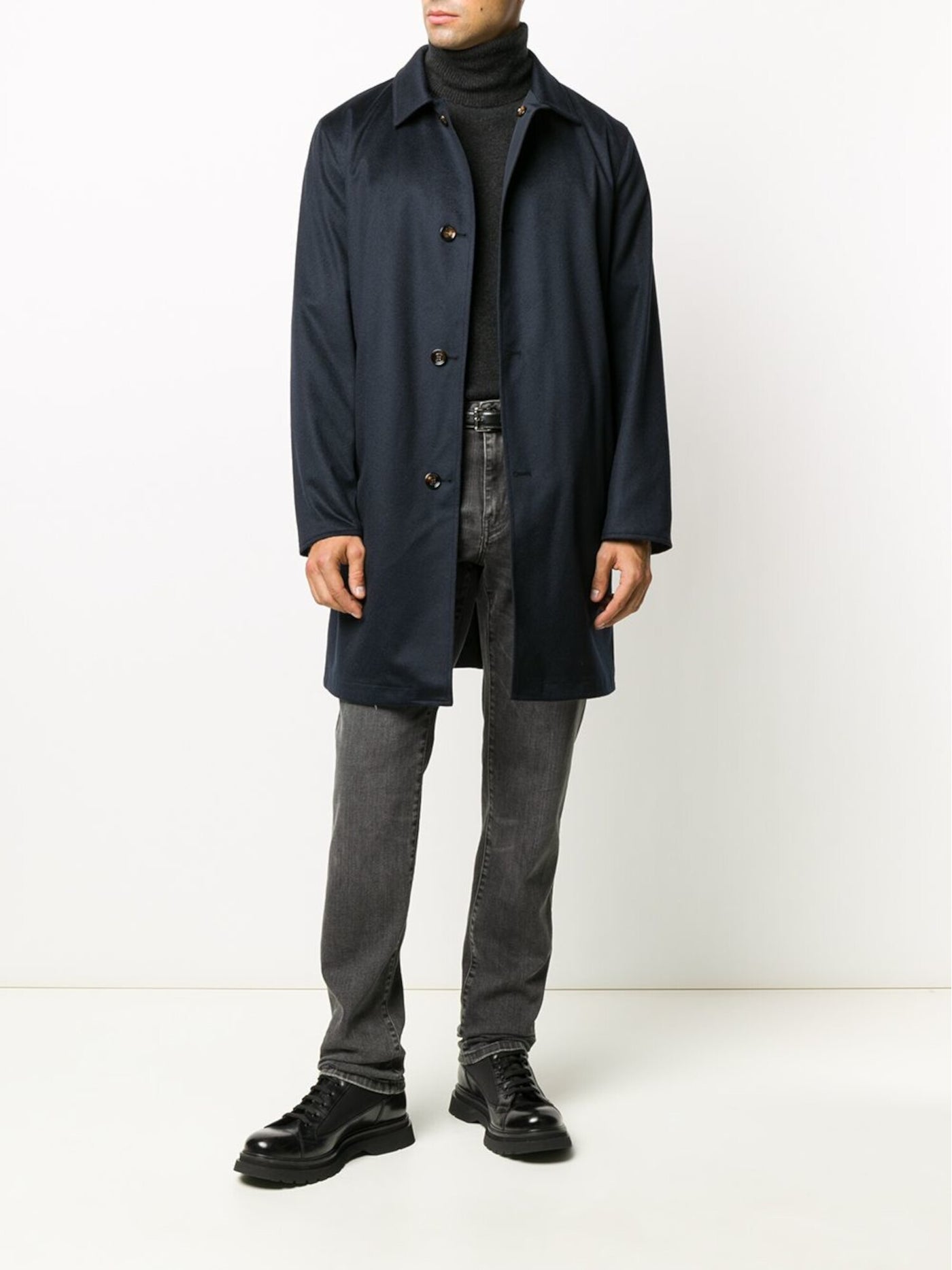 KIRED Mens Navy Single Breasted, Button Down Coat 58