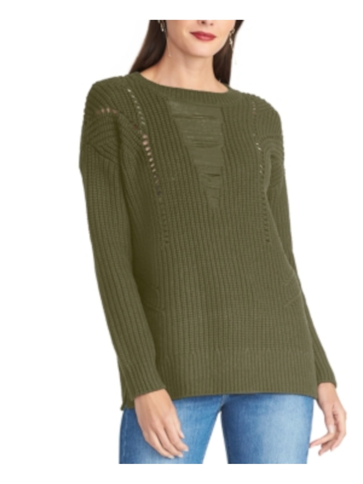 RACHEL RACHEL ROY Womens Green Long Sleeve Jewel Neck T-Shirt XL