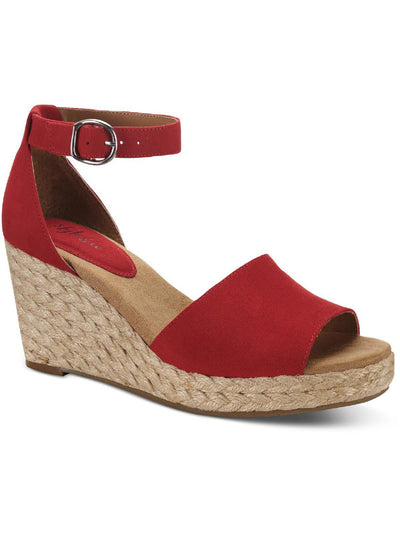 STYLE & COMPANY Womens Red 1/2" Platform Ankle Strap Padded Seleeney Round Toe Wedge Buckle Espadrille Shoes 10.5 M
