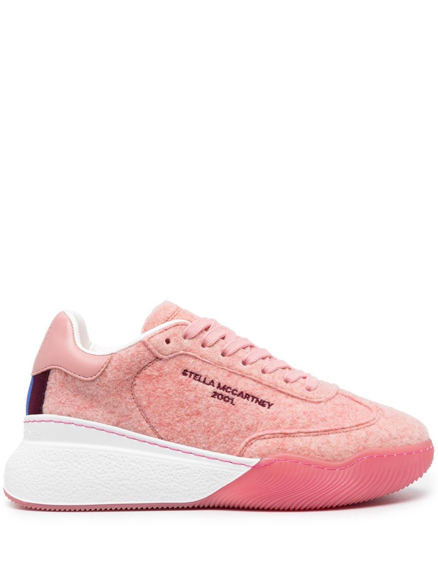 STELLAMCCARTNEY Womens Pink 1" Platform Felt Stripe Heel Accent Padded Logo Loop Round Toe Wedge Lace-Up Athletic Sneakers Shoes 36