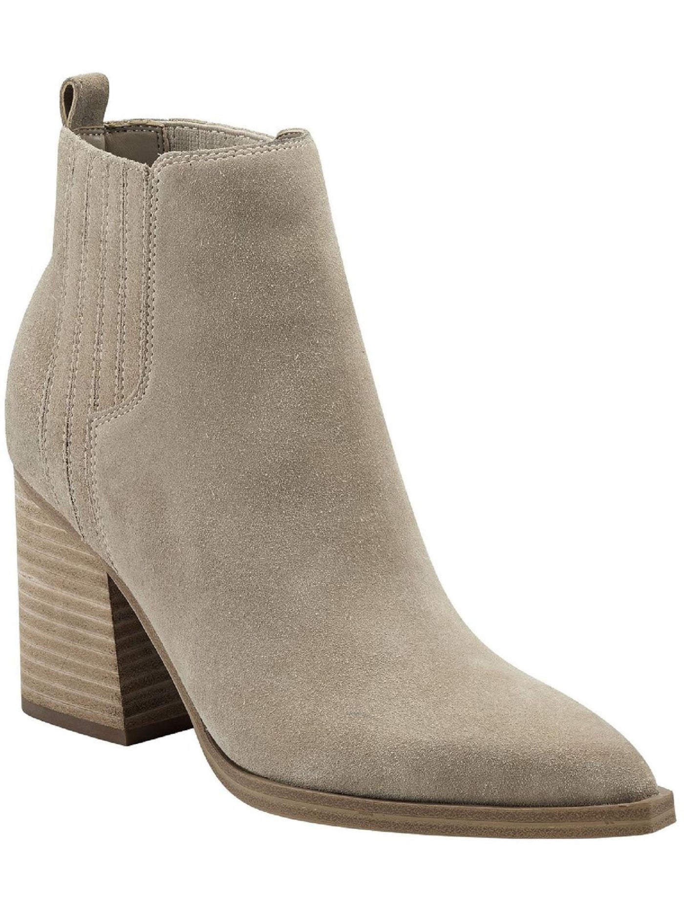 MARC FISHER Womens Beige Back Pull-Tab Goring Padded Matter Pointed Toe Block Heel Booties 11 M