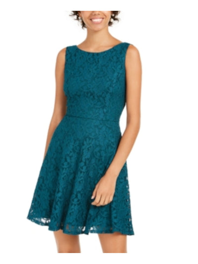 SPEECHLESS Womens Green Lace Sleeveless Scoop Neck Short Party Fit + Flare Dress XS