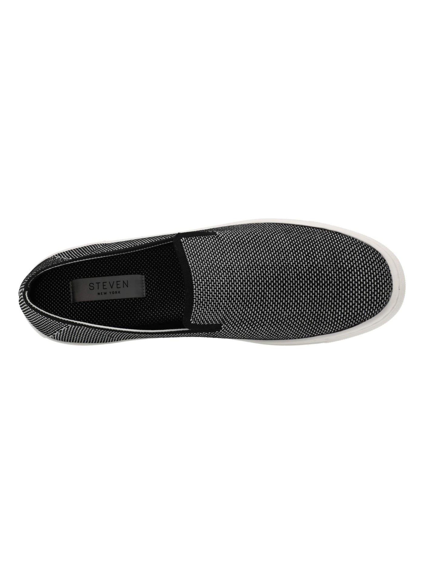 STEVEN Womens Black Patterned Cushioned Kraft Round Toe Platform Slip On Sneakers Shoes M