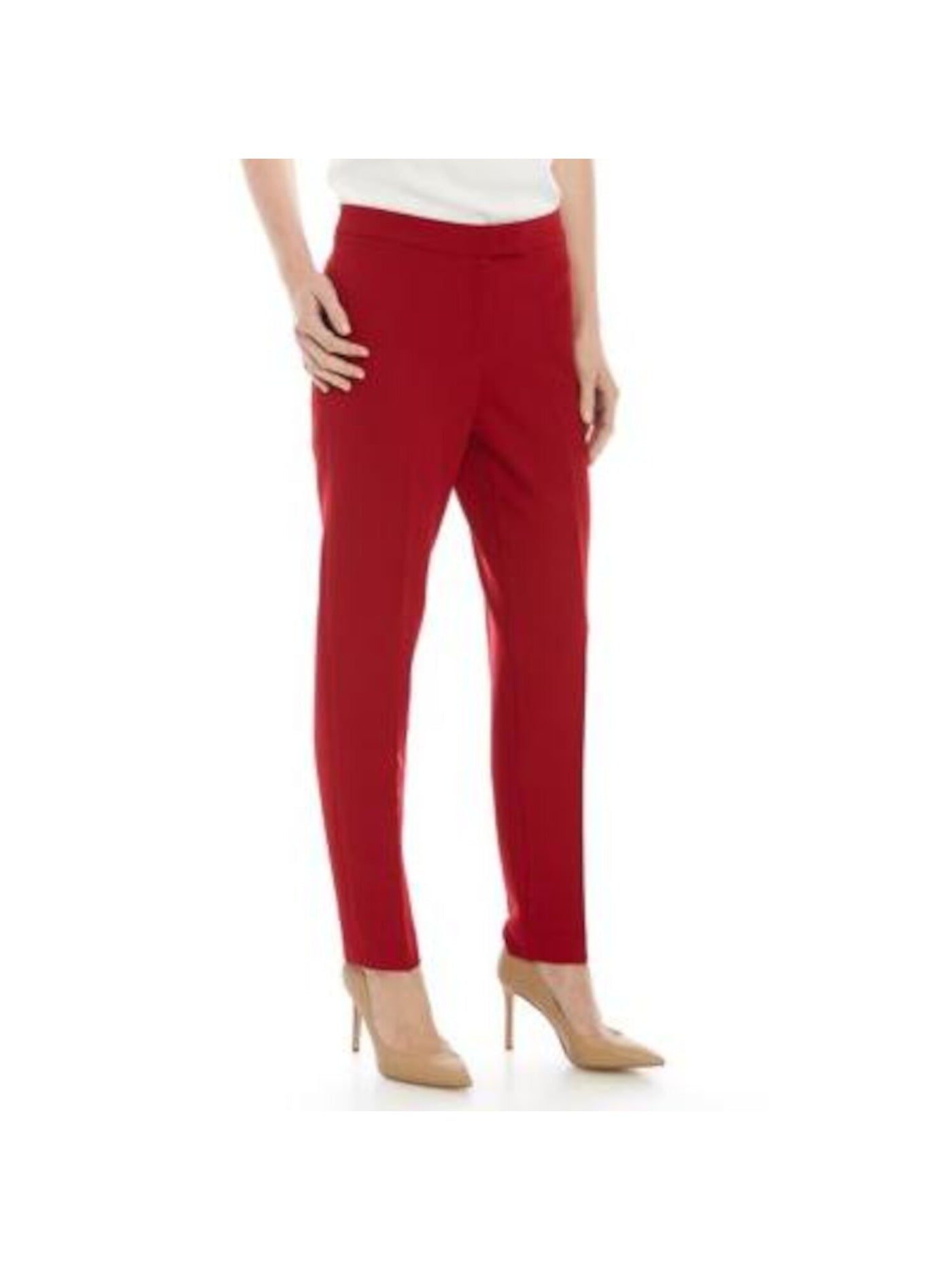 ANNE KLEIN Womens Red Zippered Wear To Work Pants 8