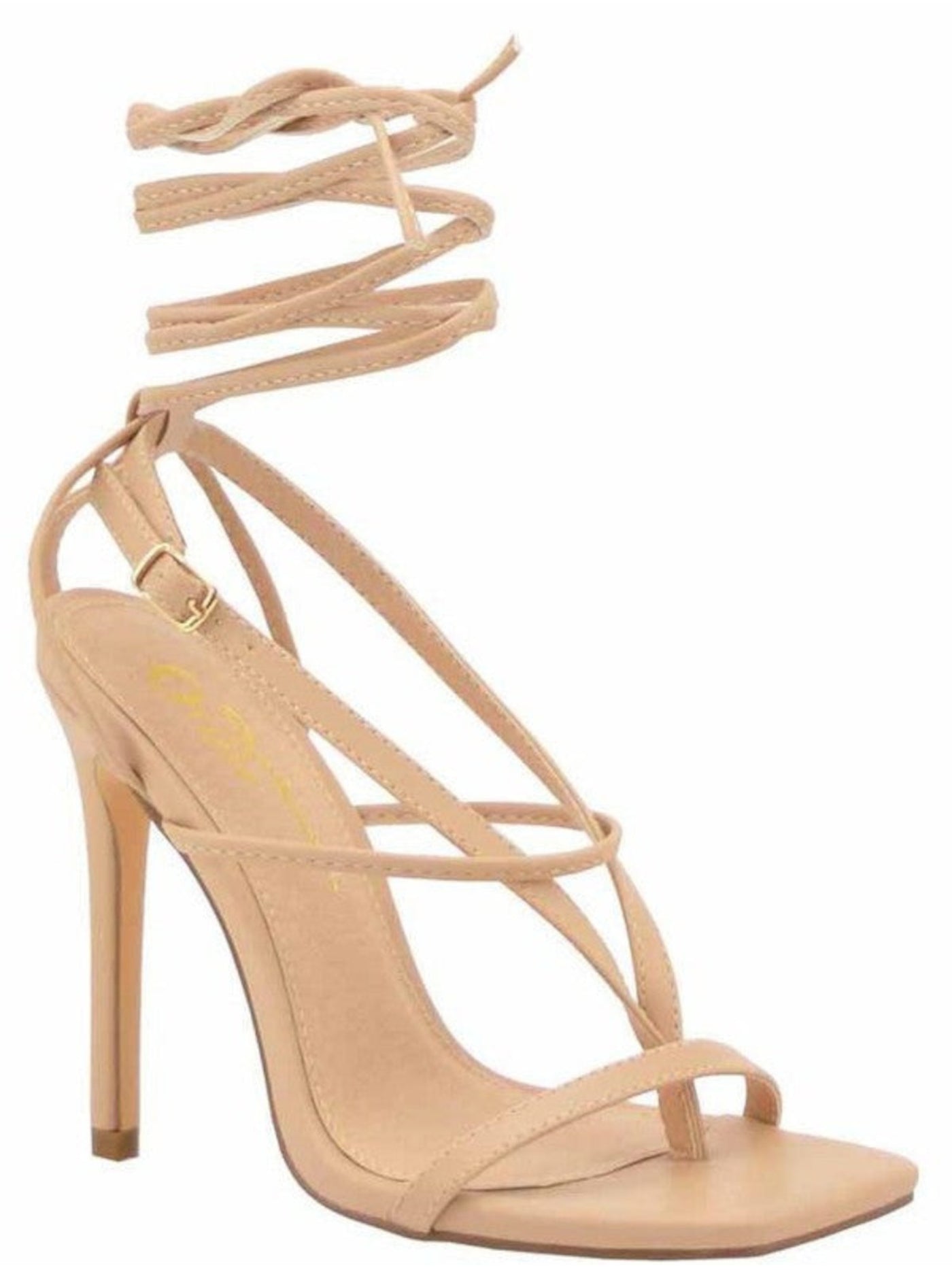 INC Womens Beige Padded Strappy Sawyer Square Toe Stiletto Lace-Up Dress Heeled Thong Sandals 6.5 M