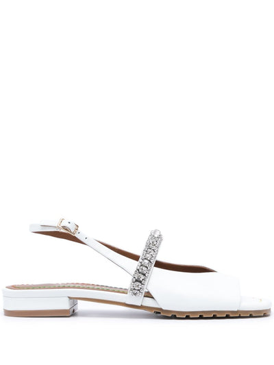 KURT GEIGER Womens White Embellished Padded Princely Square Toe Block Heel Buckle Leather Slingback Sandal 36.5