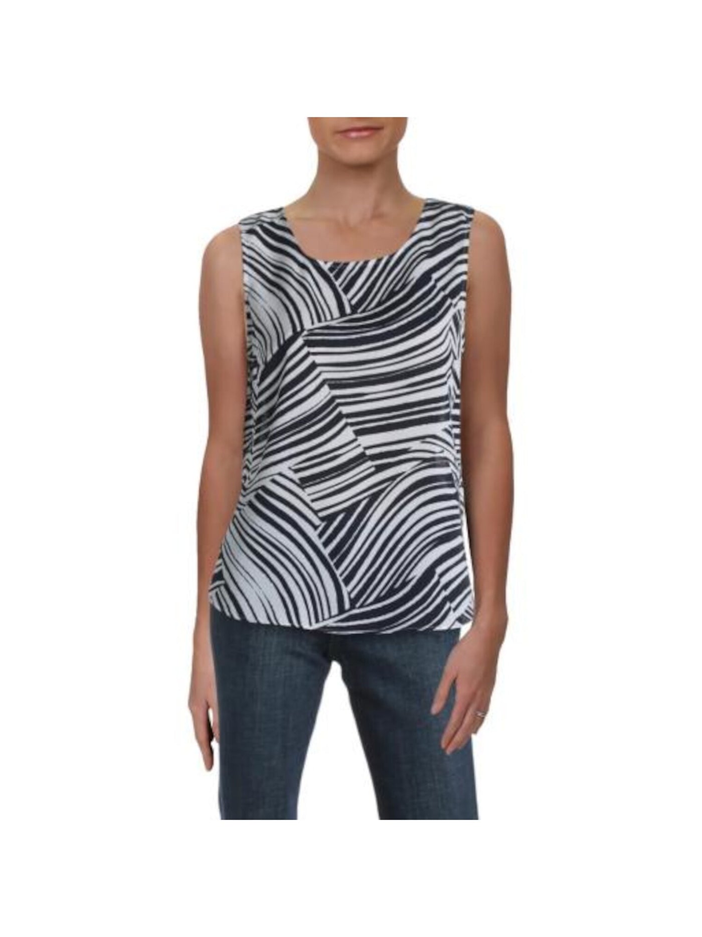 DKNY Womens Sheer Sleeveless Hi-lo Tank Top