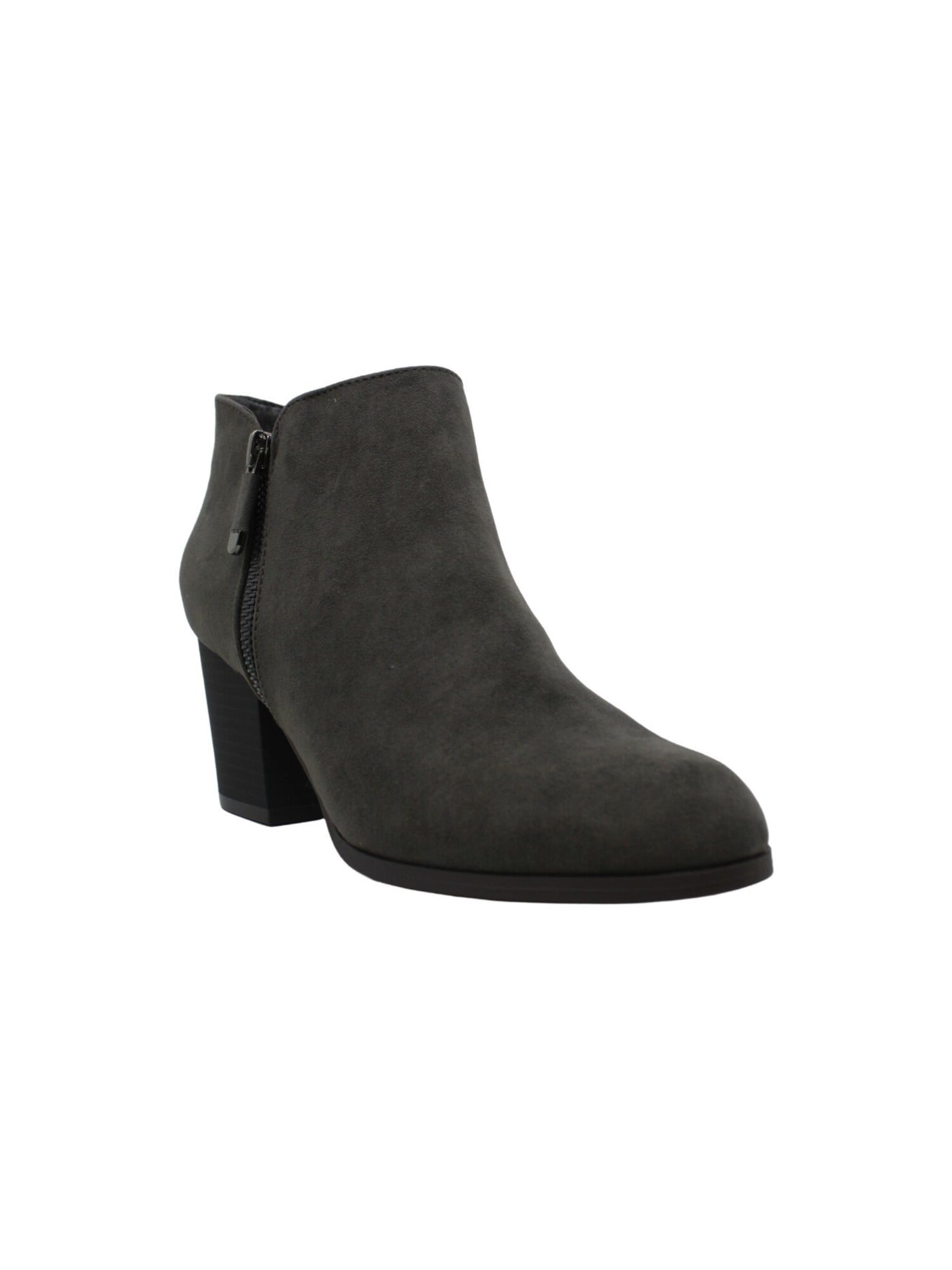 STYLE & COMPANY Womens Gray Cushioned Zipper Accent Masrinaa Almond Toe Block Heel Zip-Up Booties 10 M