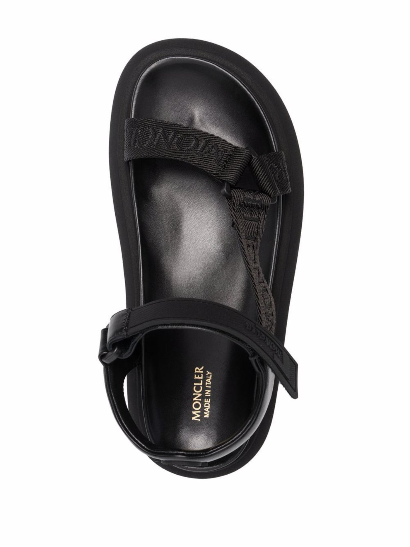 MONCLER Womens Black Logo Asymmetrical Arch Support Catura Round Toe Wedge Sandals 37