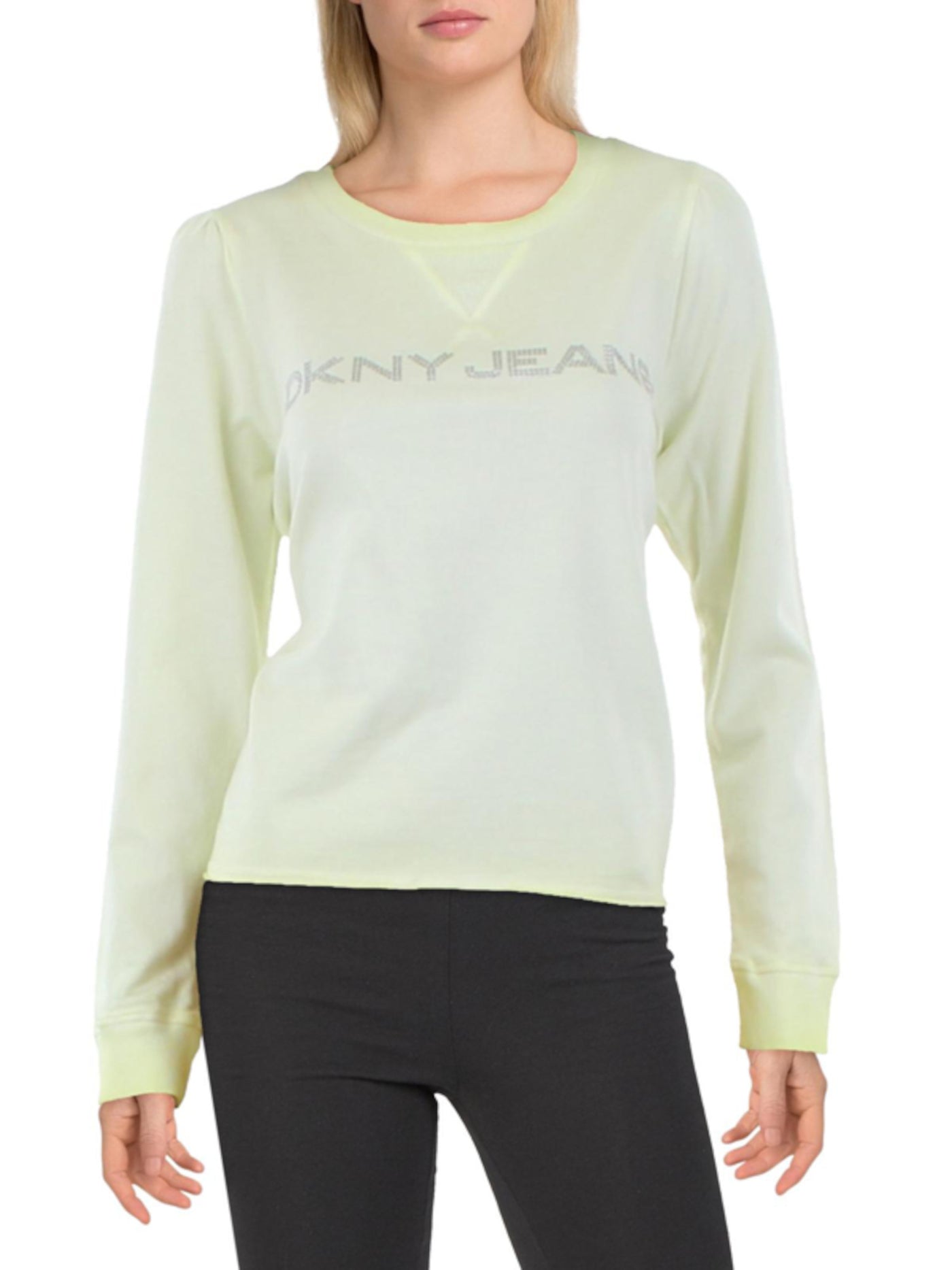 DKNY JEANS Womens Yellow Sweatshirt M