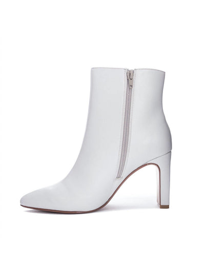 CHINESE LAUNDRY Womens White Padded Erin Rebel Pointed Toe Block Heel Zip-Up Dress Booties 5