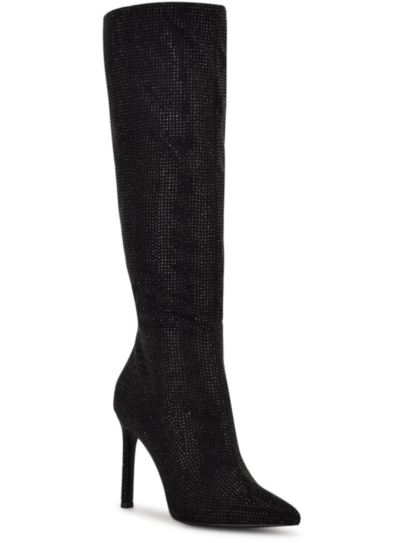 NINE WEST Womens Black Embellished Tysh Pointy Toe Stiletto Zip-Up Dress Boots 8.5 M